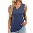 thumbnail image 1 of DeHolifer Tank Tops for Womens Slim Notched V-Neck Sleeveless Solid Color Lightweight Casual Cotton Breathable Shirt Navy XL, 1 of 8