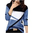 thumbnail image 1 of DeHolifer Tops for Women Long Sleeve Crewneck Color Block Pullover Tops Plus Size Fall Casual Fashion Blouse Blue L, 1 of 5