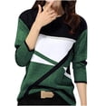 thumbnail image 1 of DeHolifer Tops for Women Long Sleeve Crewneck Color Block Pullover Tops Plus Size Fall Casual Fashion Blouse Green 5XL, 1 of 6