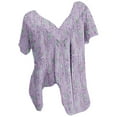 thumbnail image 1 of DeHolifer Tunic Tops for Women V-Neck Floral Print Plated Summer Tops Dressy Casual Short Sleeve Blouses Purple 3XL, 1 of 4