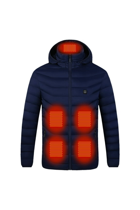 Unisex Smart Harting Coat Washable Dual Control 11 Zones Heating Vest Coat Winter Warm Coat Blue L