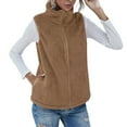 thumbnail image 1 of DeHolifer Vest for Women Sleeveless Solid Lapel Zipper Sherpa Fleece Vest Winter Warm Fuzzy Outwear Coat with Pockets Khaki XL, 1 of 7