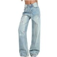 thumbnail image 1 of DeHolifer Wide Leg Jeans for Women Trendy High Waisted Stretchy Denim Pants Baggy Jeans Trouser Jeans with Pockets Light Blue XL, 1 of 7