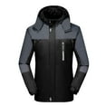 thumbnail image 1 of QQAMB Winter Coat for Men Plus Size Color Block Zipper Fleece Pocket Detachable Zipper Outdoor Jacket Black 3XL, 1 of 4
