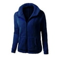 thumbnail image 1 of DeHolifer Winter Coat for Women Zipper Cotton Outwear Hooded Sweater Coat Casual Hoodies Open Front Oversized Cardigan with Pockets Blue 2XL, 1 of 2