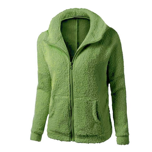 DeHolifer Winter Coat for Women Zipper Cotton Outwear Hooded Sweater Coat Casual Hoodies Open Front Oversized Cardigan with Pockets Mint Green S