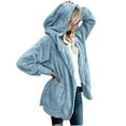 thumbnail image 1 of DeHolifer Winter Jackets for Women 2023 Solid Color Fuzzy Fleece Coat Casual Puffer Winter Warm Hooded Coats Sky Blue 2XL, 1 of 8