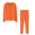 thumbnail image 1 of DeHolifer Women 2 Piece Outfits Hoodie Sweatshirt Tracksuit Solid Color Hooded Zip Up Jacket Coat and Pant Sport Suit Sweatsuit Orange 2XL, 1 of 7