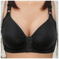 thumbnail image 1 of DeHolifer Women Bras Underwire Front Closure Push Up Adjustable Strap Soft Gathering Everyday Bras Black L, 1 of 4