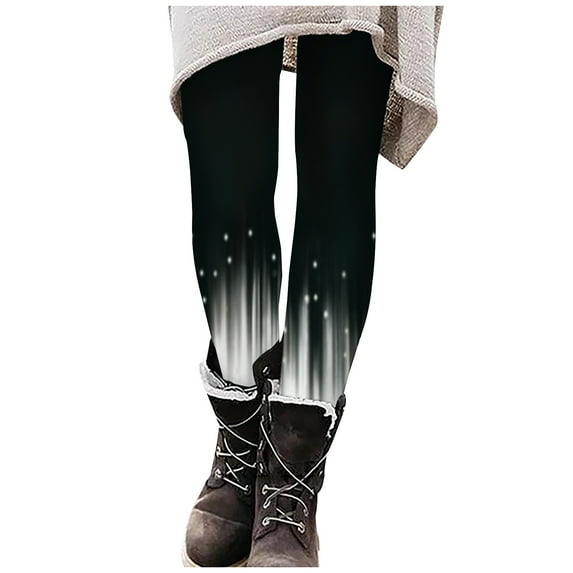 DeHolifer Women Christmas Leggings Plus Size High Waist Workout Pants Tummy Control Printed Holiday Legging Tights Yoga Pants Black 2XL