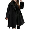 thumbnail image 1 of DeHolifer Women Coat Long Sleeve Solid Casual Turn Down Collar Overcoat with Belt Winter Warm Coat Black S, 1 of 7