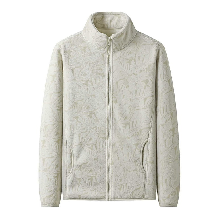 DeHolifer Women Fleece Jacket Long Sleeve Hoodless Lightweight Soft Full  Zip Polar Fleece Coat with Pockets White XL