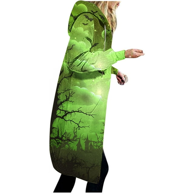 DeHolifer Women Jacket Halloween Graphic Print Long Sleeve Drawstring