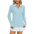 thumbnail image 1 of DeHolifer Women Shirts Sun Protection 1/4 Zip Lapel Summer Quick Dry Hiking Long Sleeve Shirts Ladies Pullover Tops Light Blue 2XL, 1 of 7
