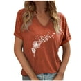thumbnail image 1 of DeHolifer Women T Shirt Short Sleeve V-Neck Dandelion Printed Casual T Shirt Summer Fashion Blouse Tops Orange M, 1 of 5