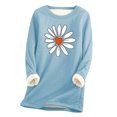 thumbnail image 1 of DeHolifer Women Tops Long Sleeve Warm Sherpa Lined Fleece Crewneck Sport Sweatshirt Pullover Loungewear Blouse Tops Light Blue XL, 1 of 5
