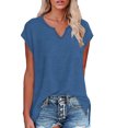 thumbnail image 1 of DeHolifer Women Tops Plus Size V-Neck Solid Color Short Sleeve Lightweight Summer Loose Blouse T-Shirts Navy XL, 1 of 7