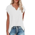 thumbnail image 1 of DeHolifer Women Tops Plus Size V-Neck Solid Color Short Sleeve Lightweight Summer Loose Blouse T-Shirts White M, 1 of 7