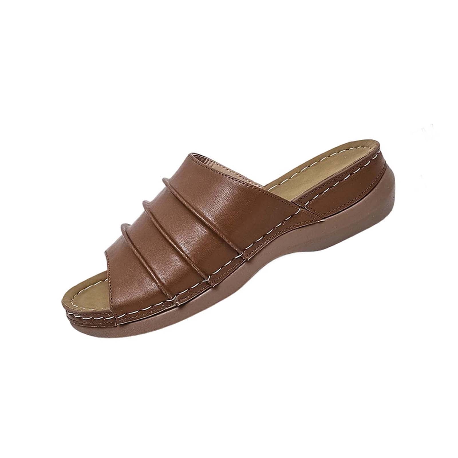 DeHolifer Women Wedge Slippers Summer Casual Beach Arch Support Sandals ...