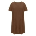 thumbnail image 1 of DeHolifer Women Zipper Robe Solid Color Short Sleeve Duster Housecoat Short Bathrobes Zip Front Nightgown with Pockets Brown XL, 1 of 8