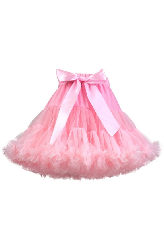 DeHolifer Women's Adult Tutu Skirts Classic Solid Multi Layer Plus Size Bowknot Tulle Ballet Skirts Party Dress Gift for Women Pink XL