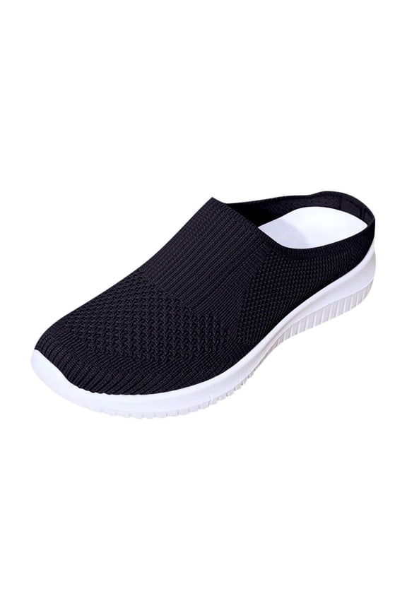 Women's Arch Support Knit Sneakers Breathable Slip On Loafers Casual Comfort Walking Flats Lightweight Shoes