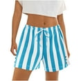 thumbnail image 1 of DeHolifer Women's Beach Lounge Shorts Casual Striped High Waisted Elastic Waisted Drawstring Loose Shorts Sky Blue M, 1 of 8