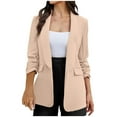 thumbnail image 1 of DeHolifer Women's Blazer Long Sleeve Slim Suit Jacket Open Buckle Free Fit Work Office Cardigan Coat Overcoats Beige L, 1 of 5