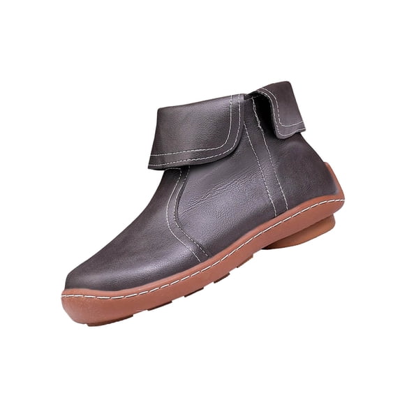 DeHolifer Women's Boots Plus-Size Round Toe Side Zip On Low-Heeled Comfortable Ankle Boots