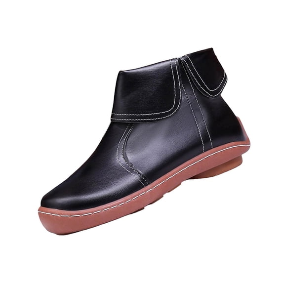 DeHolifer Women's Boots Plus-Size Round Toe Side Zip On Low-Heeled Comfortable Ankle Boots