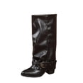 thumbnail image 1 of DeHolifer Women's Boots Studded Fold Over Chunky Heel Boots Cowboy Cowgirl Slouchy Pull On Boots, 1 of 8