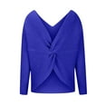 thumbnail image 1 of DeHolifer Women's Casual V Neck Criss Cross Backless Long Batwing Sleeve Loose Knitted Sweater Lazy Syle Pullovers Blue M, 1 of 4