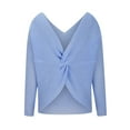 thumbnail image 1 of DeHolifer Women's Casual V Neck Criss Cross Backless Long Batwing Sleeve Loose Knitted Sweater Lazy Syle Pullovers Light Blue S, 1 of 5