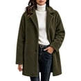 thumbnail image 1 of DeHolifer Women's Coat Plus Size Fleece Lapel Button Down Solid Color Mid-Length Winter Warm Outwear Army Green, 1 of 5