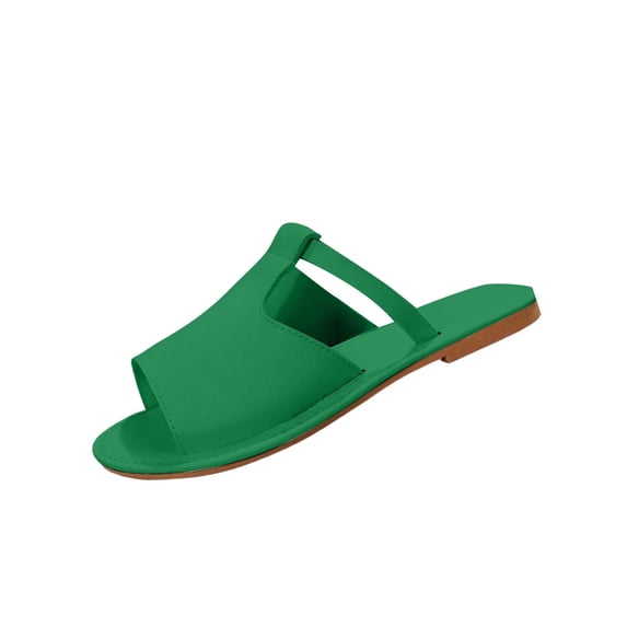 DeHolifer Women's Cut Out Slide Sandals Trendy Faux Leather Flat Slide Sandals,Lightweight Slip On Outdoor Shoes