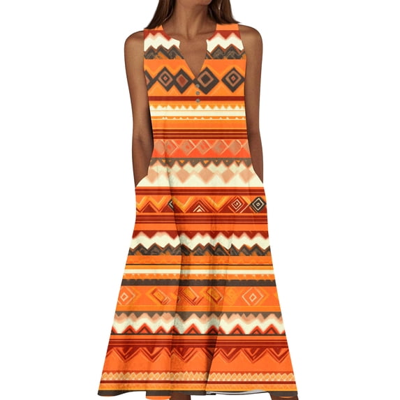 DeHolifer Women's Dress Plus Size Summer Floral Casual Midi Sundress Sleeveless V-Neck Long Tank Dresses with Pockets Multicolor XL
