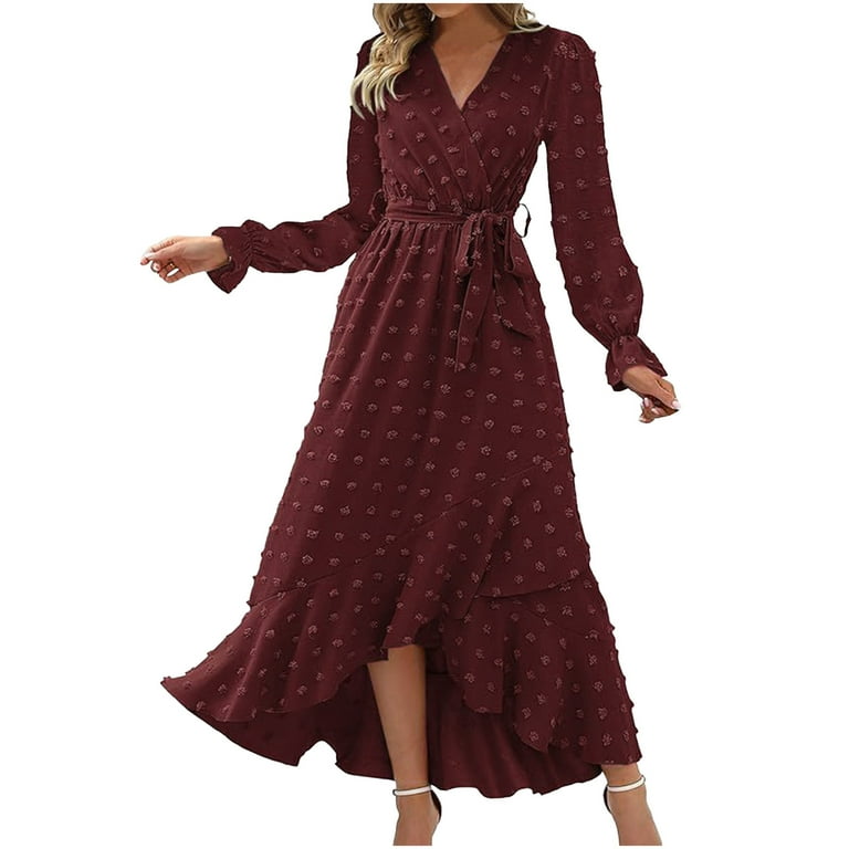 DeHolifer Women s Dresses 2023 Boho Cocktail Maxi Dress Fall