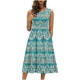 thumbnail image 1 of DeHolifer Women's Dresses Summer Crewneck Sleeveless Floral Printed A-Line Beach Casual Sundresses Green 2XL, 1 of 8