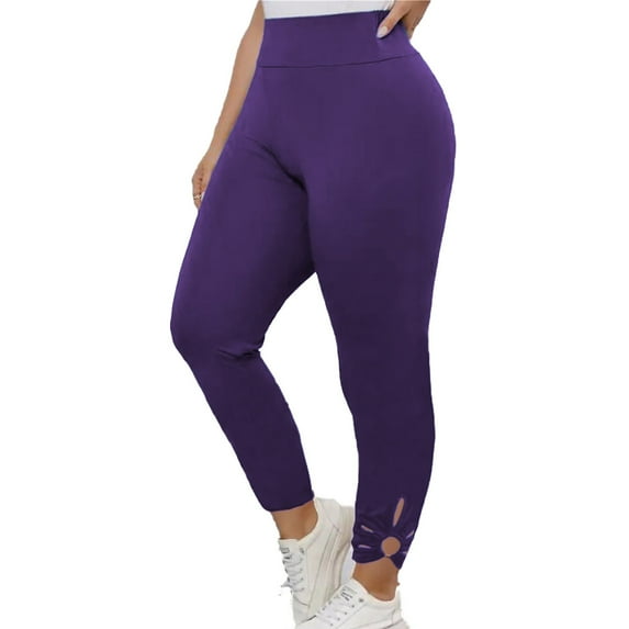 DeHolifer Women's High Waist Yoga Pants Tummy Control Workout Ruched Butt Lifting Stretchy Leggings Textured Booty Tights plus size Purple S