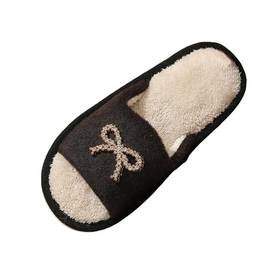 DeHolifer Women's House Slippers Indoor Cute Open Toe Comfy Bedroom Slippers with Bowknot