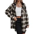 thumbnail image 1 of DeHolifer Women's Jacket Flannel Plaid Shacket Long Sleeve Button Down Shirts Jacket Coats Black S, 1 of 6