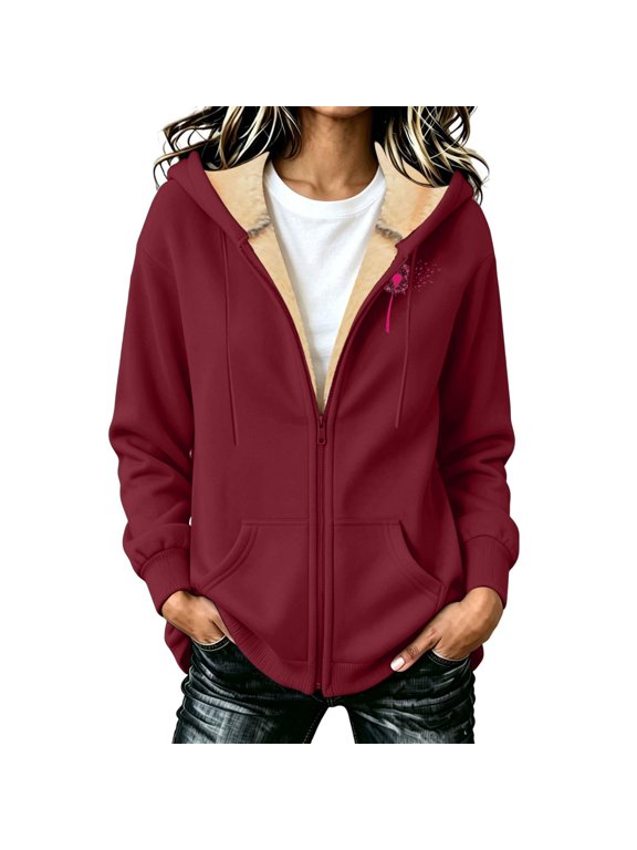 Women's Jacket Hooded Zip Up Sunflower Print Long Sleeve Pockets Casual Fall Winter