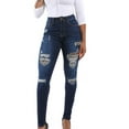 thumbnail image 1 of QQAMB Women's Jeans High Waisted Hole Button Straight Leg Gradient Color Skinny Casual Jeans Blue 3XL, 1 of 8