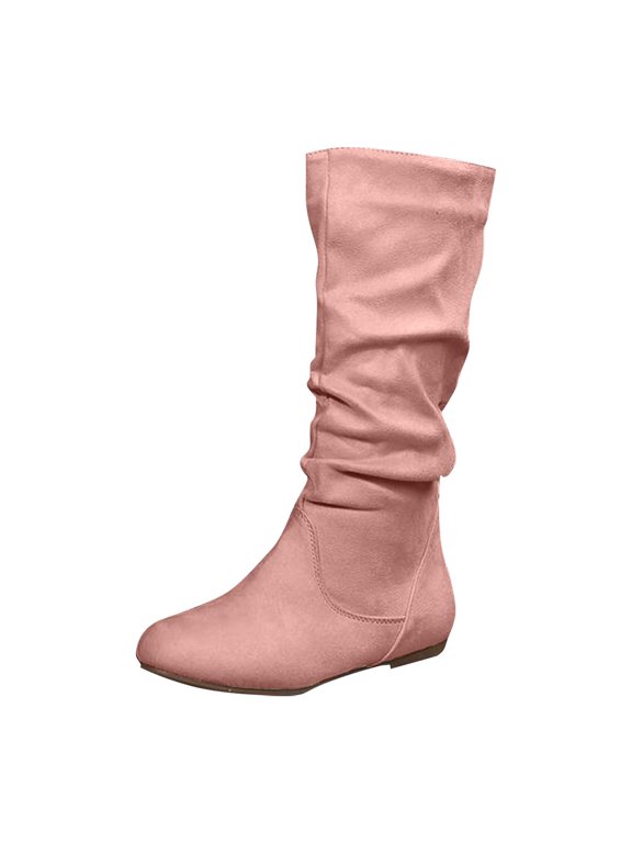 Women's Knee High Boots Solid Color Fall Falt Slouch Boot Tall Pull on Boot
