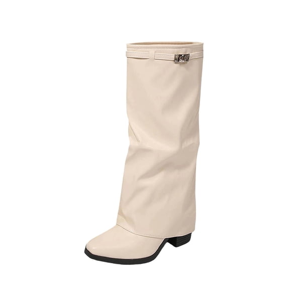 DeHolifer Women's Knee High Riding Boots Round Toe Block Heel Tall Boots Comfortable Pull on Boots