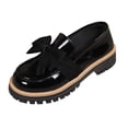 thumbnail image 1 of DeHolifer Women's Leather Bow Loafers Slip-On Chunky Heel Work Office Business Shoes Ladies, 1 of 8