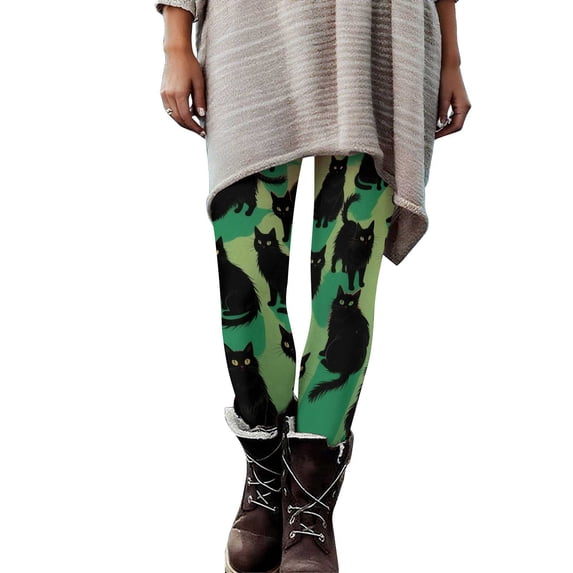 DeHolifer Women's Leggings Halloween Printed Sports Fitness Casual Tight Fitting Tight Yoga Pants Stretch Pants Mint Green 3XL