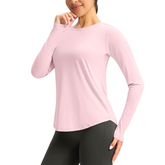 DeHolifer Women's Long Sleeve Shirts UPF 50+ Sun Protection Shirts for Hiking Fishing Workout Rash Guard Pink S