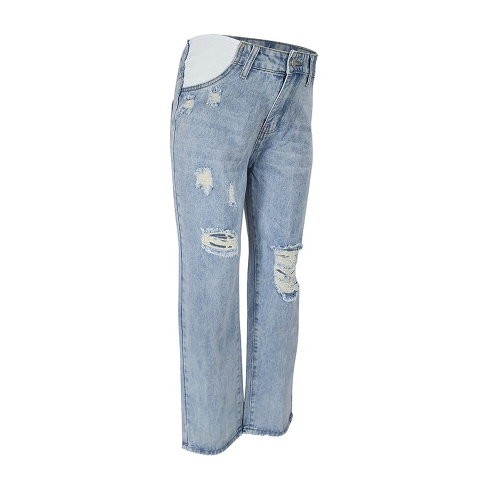 Foucome Women's Maternity Jeans - Straight Leg Relaxed Fit With Over-Belly Panel, Stretchy & Comfortable