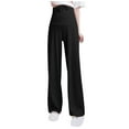 thumbnail image 1 of DeHolifer Women's Maternity Pants Plus Size Elastic High Waist Strip Drawstring Wide Leg Pregnancy Pants Black L, 1 of 3